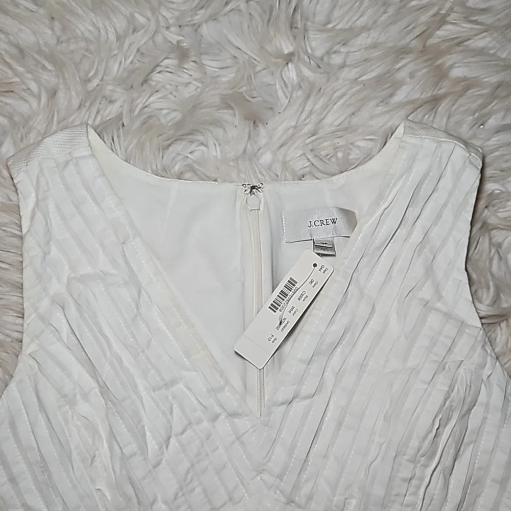 J.Crew White Ribbon Detail Sleeveless Dress – NWT, Lined, Size 10P